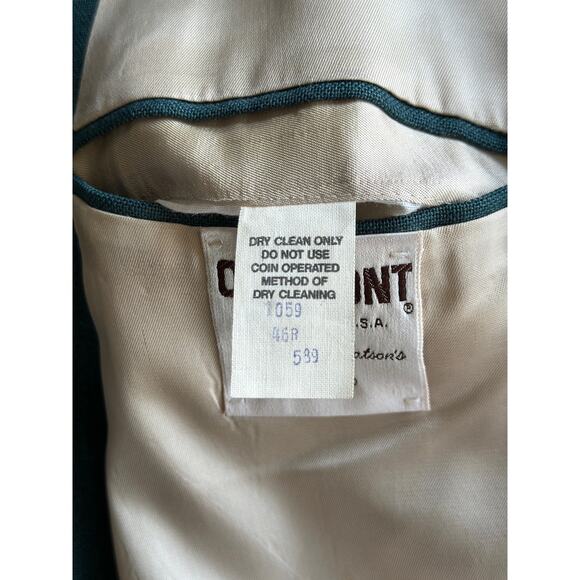 Vintage 80s Oakmont Made in USA Men’s 46R Green Worsted Wool Blazer Sport Coat - Picture 6 of 7